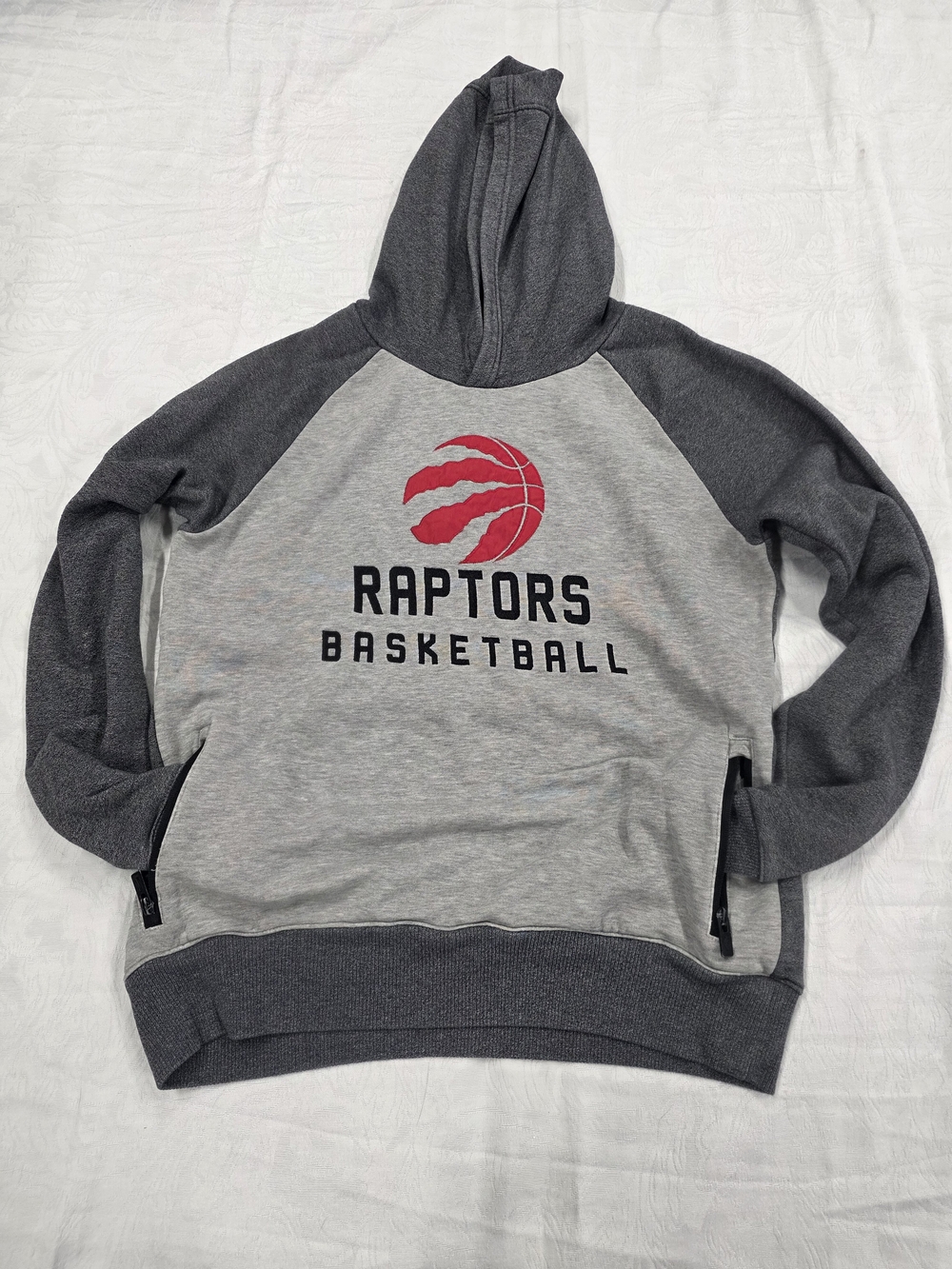 Toronto Raptors Youth XL Hoodie - Grey & Black - Zipper Pockets